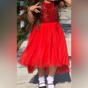 CAT & JACK RED SEQUIN HI-LOW DRESS